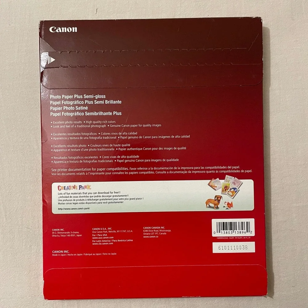 Canon Photo Paper Plus Semi-gloss 8x10 50 Sheet SG-201 1686B062 Inkjet Paper NEW